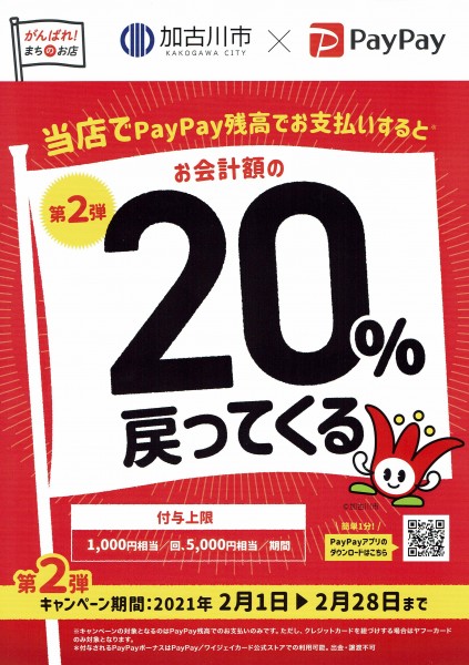 【加古川市】2021年2月 PayPay20%戻ってくる